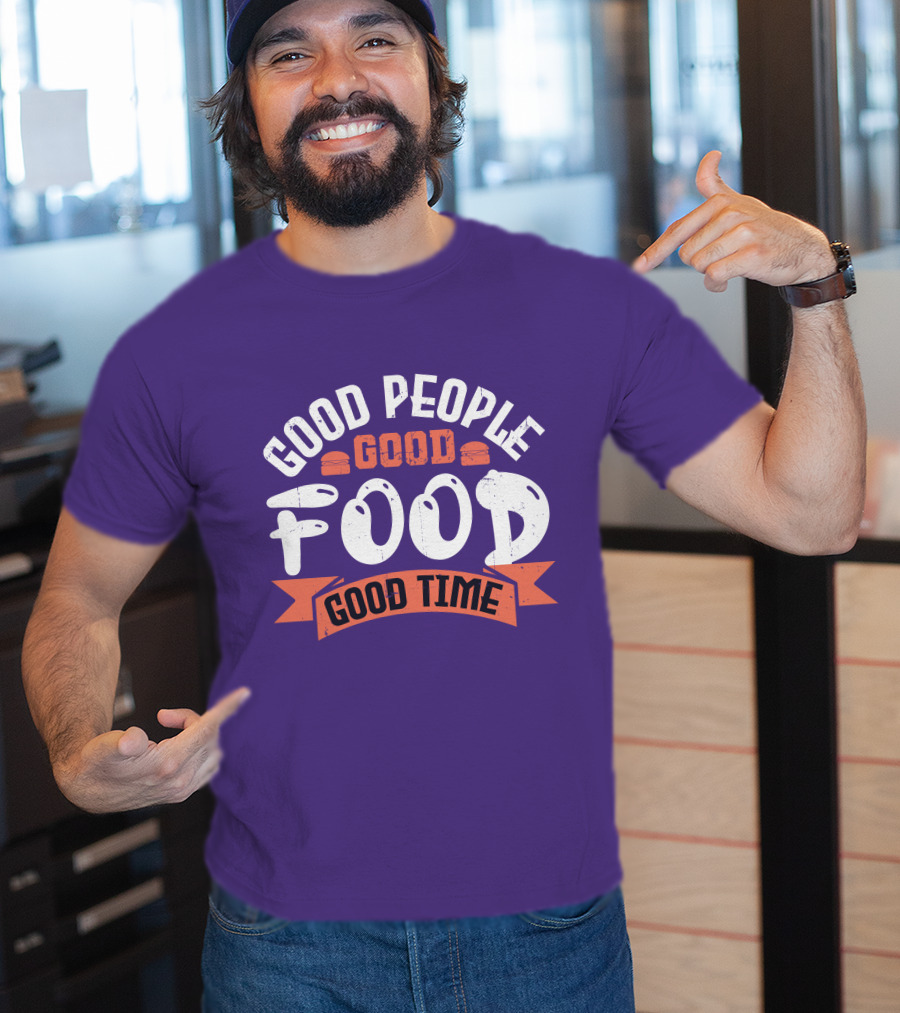 Good People Good Food Good Time Retro Banner T-Shirt