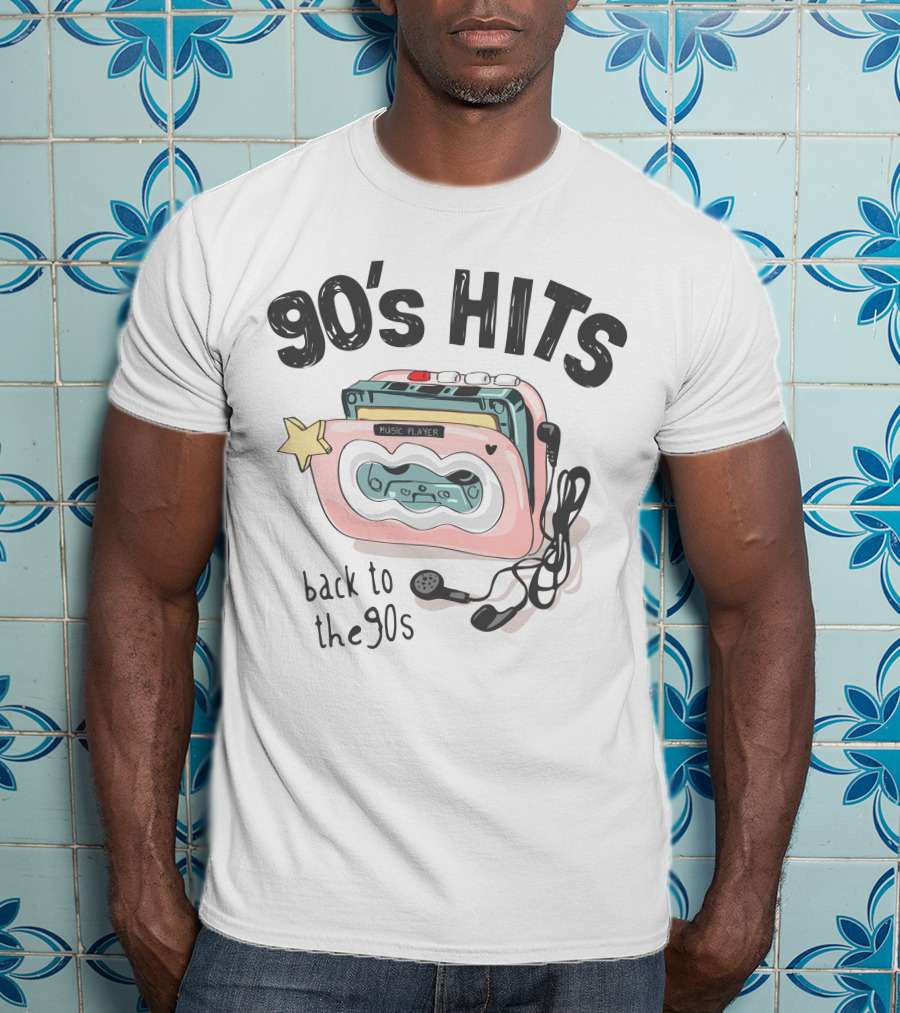 90's Hits Back To The 90s Music Player Cassette Old Vintage Pop 80s Fashion T-Shirt