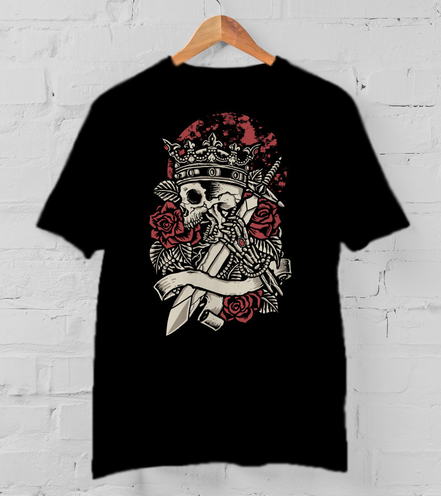 Abandoned King Wayne Mindscape Dreamscape Skull Crown Roses Sword T-Shirt