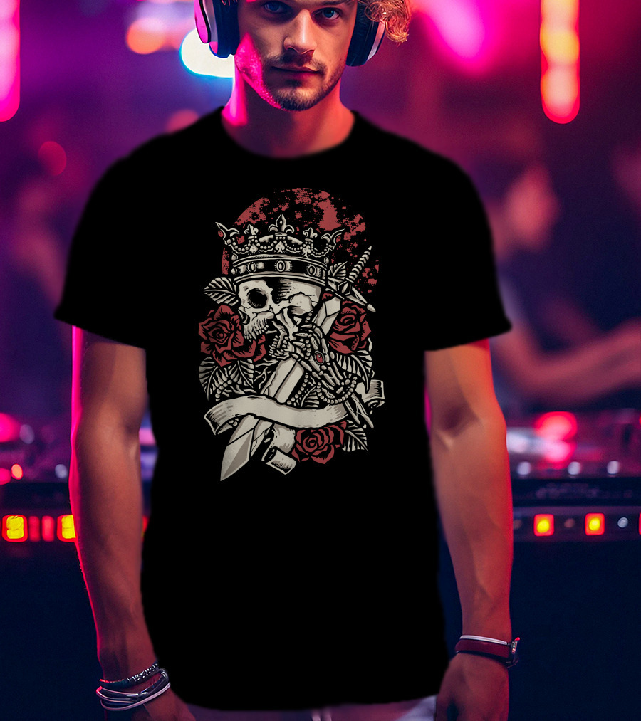 Abandoned King Wayne Mindscape Dreamscape Skull Crown Roses Sword T-Shirt