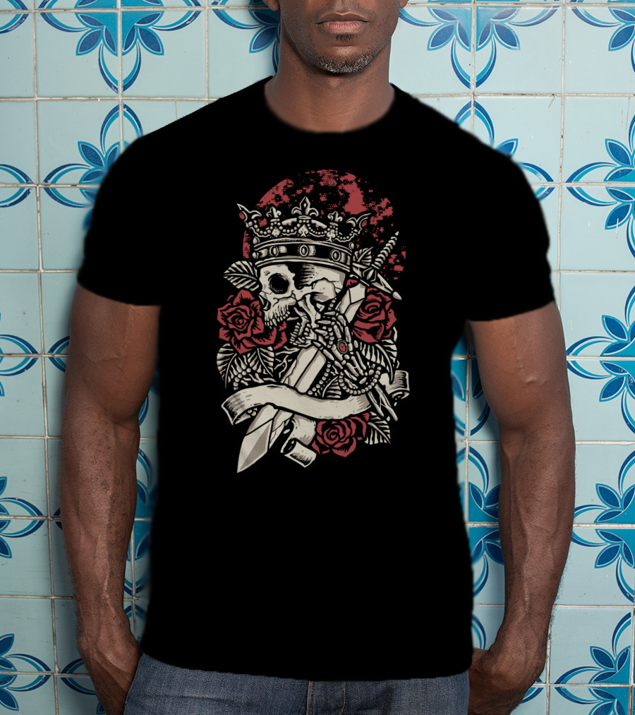 Abandoned King Wayne Mindscape Dreamscape Skull Crown Roses Sword T-Shirt