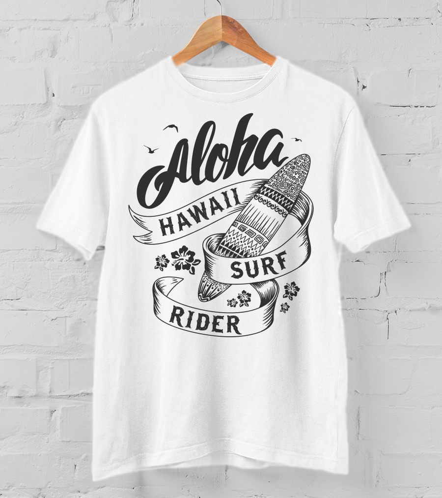 Aloha Hawaii Surf Rider Surfboard Summer Ocean T-Shirt