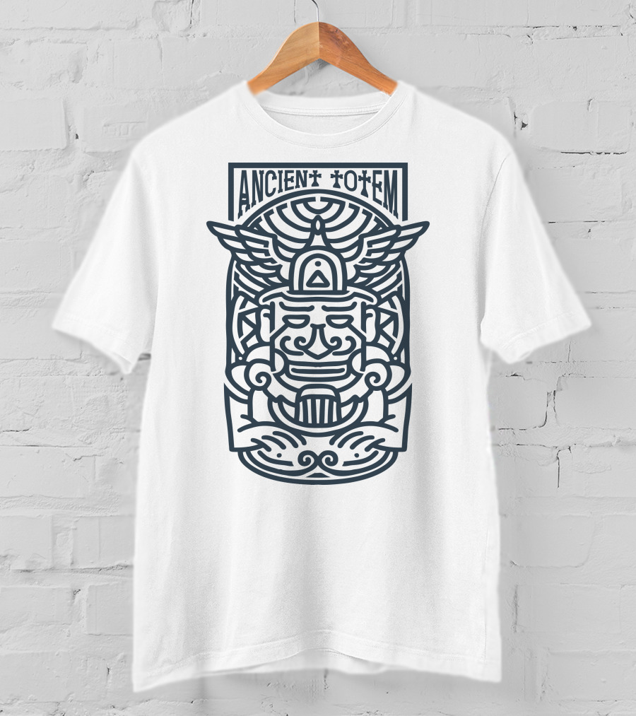 Ancient Totem Monoline Totem Pole Owl Totem Tribal Neon T-Shirt