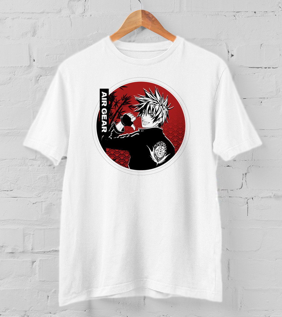 Air Gear Anime Character In Red And Black Circle With Bamboo Background T-Shirt