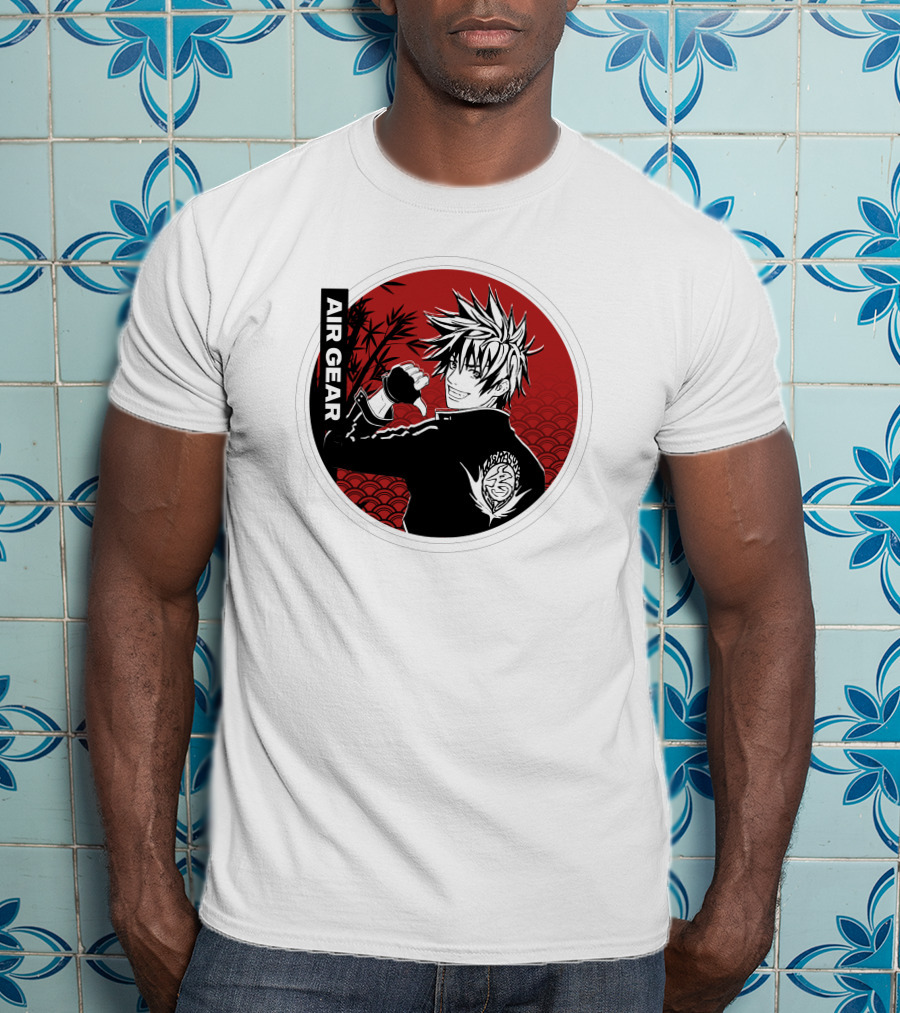Air Gear Anime Character In Red And Black Circle With Bamboo Background T-Shirt