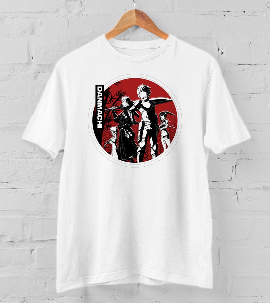 Danmachi Anime Characters Black And White Silhouettes T-Shirt
