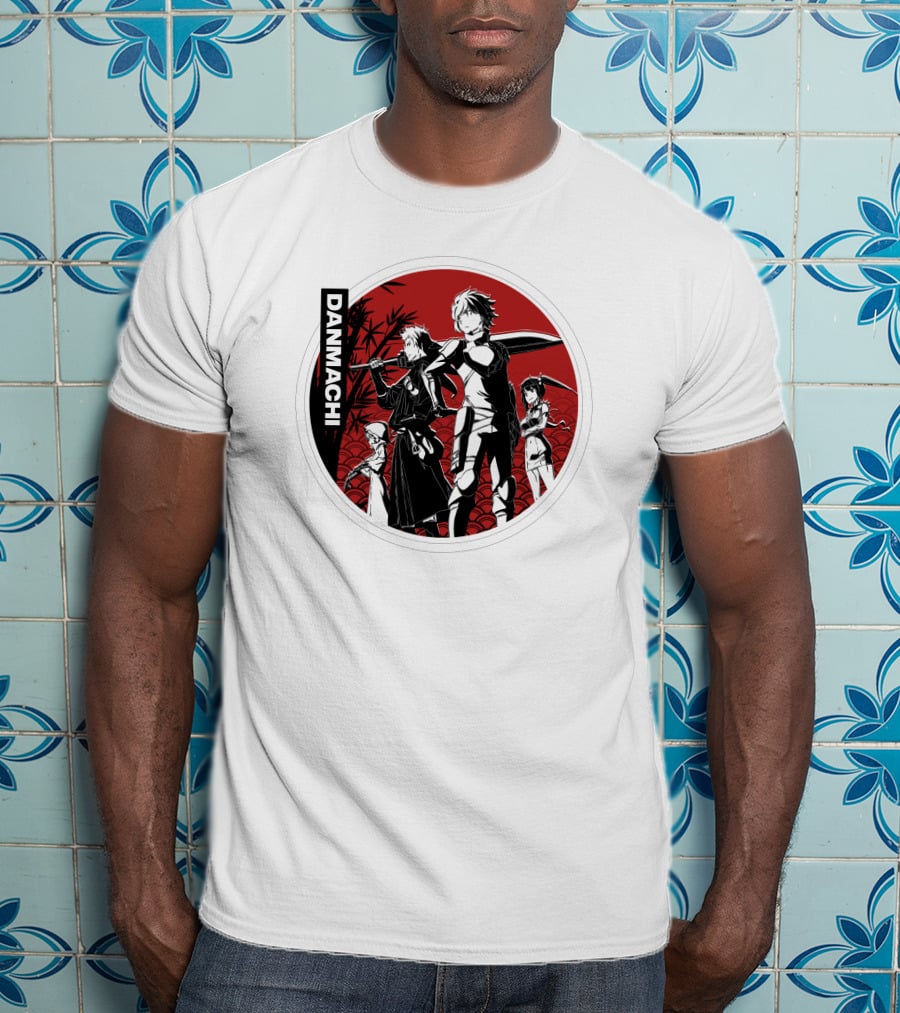 Danmachi Anime Characters Black And White Silhouettes T-Shirt