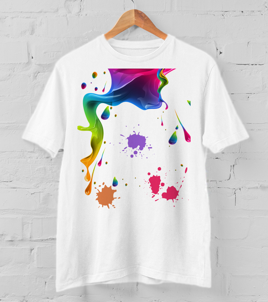 Waterpaint Colorful Splatter Vibrant Drips And Drops T-Shirt