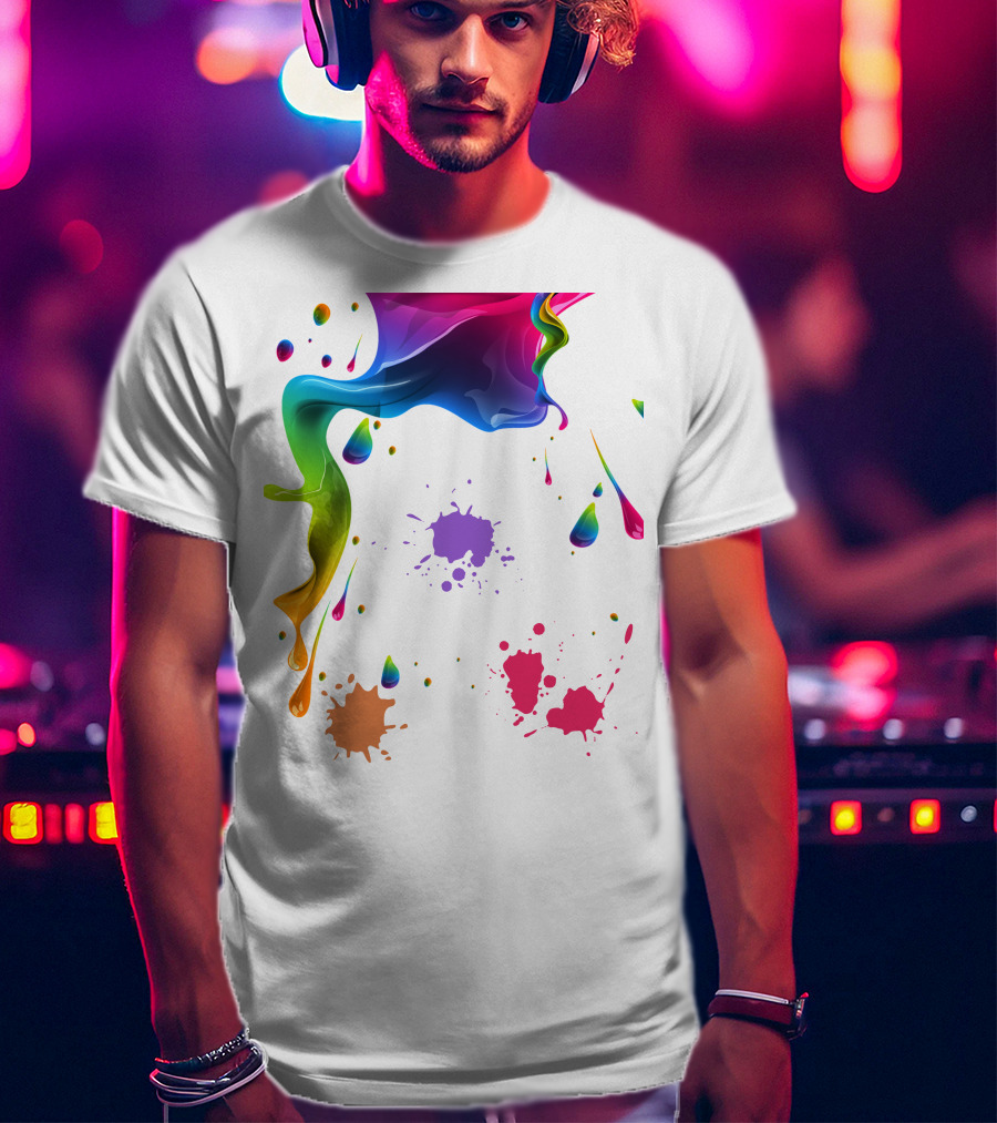 Waterpaint Colorful Splatter Vibrant Drips And Drops T-Shirt