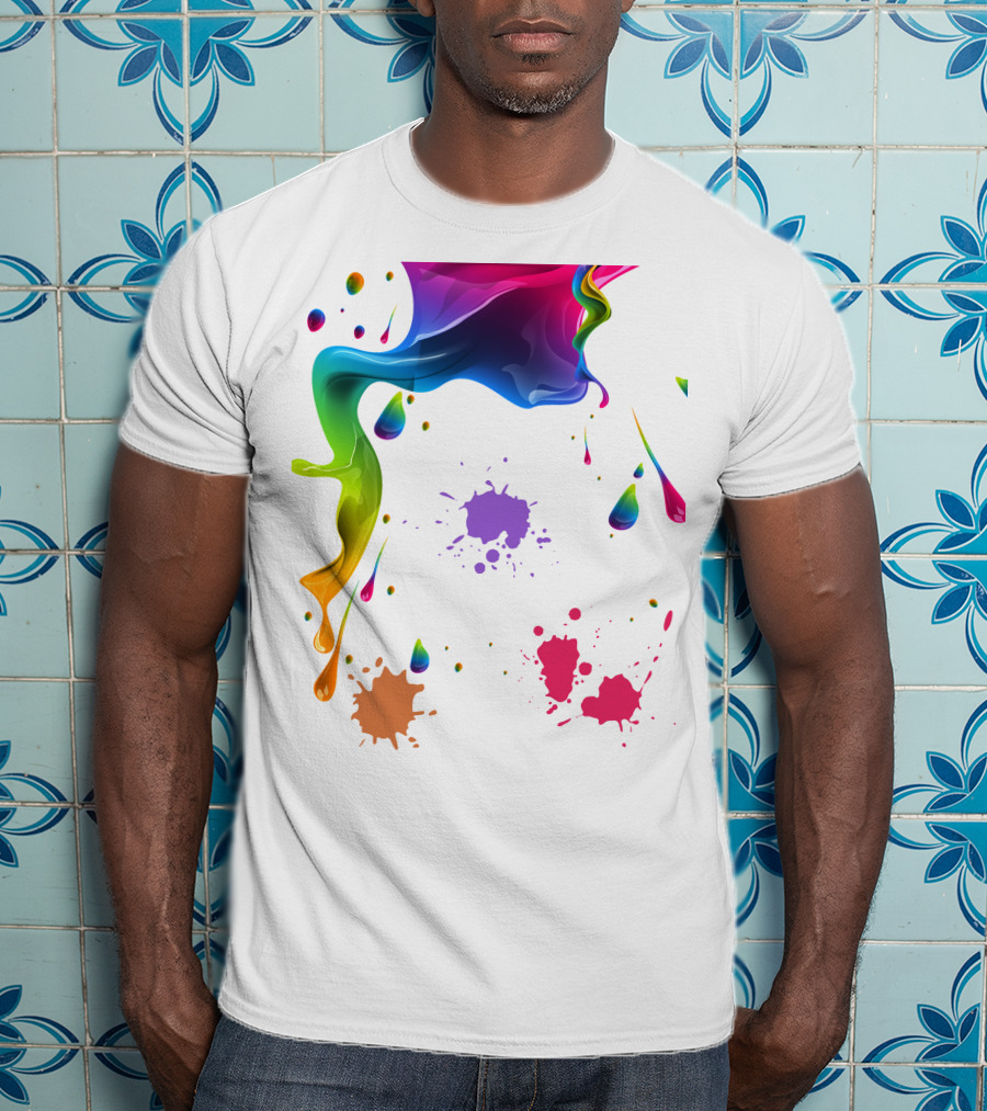 Waterpaint Colorful Splatter Vibrant Drips And Drops T-Shirt
