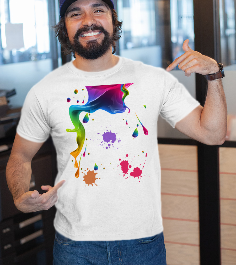 Waterpaint Colorful Splatter Vibrant Drips And Drops T-Shirt