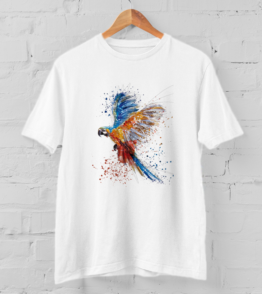 Colorful Splatter Parrot Flight T-Shirt