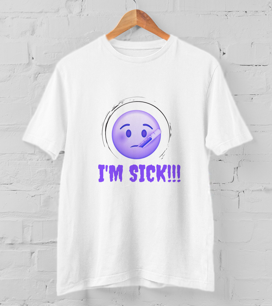 I'M SICK Emoji Face With Thermometer T-Shirt