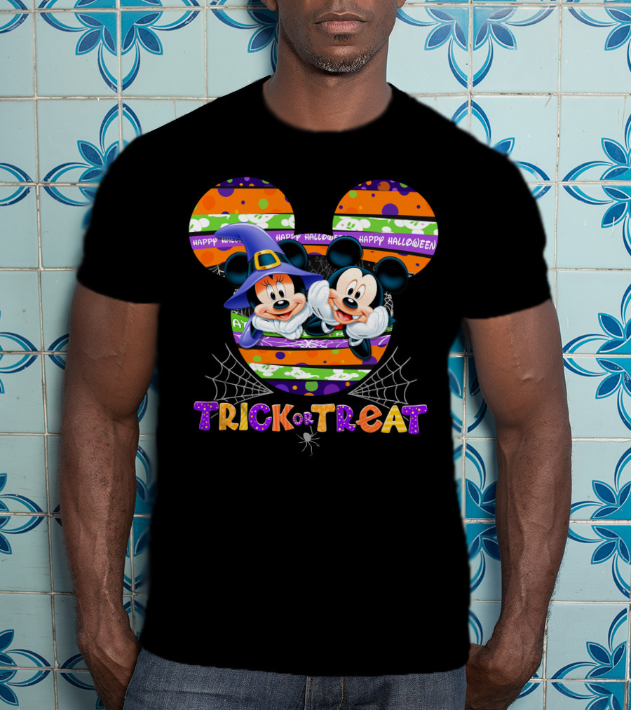 Happy Halloween Mickey And Minnie Trick Or Treat T-Shirt