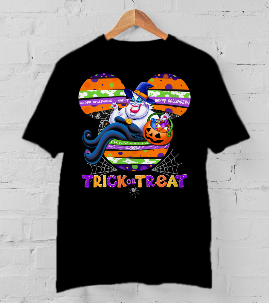 Ursula Halloween Trick Or Treat Mickey Pumpkin Happy Halloween T-Shirt