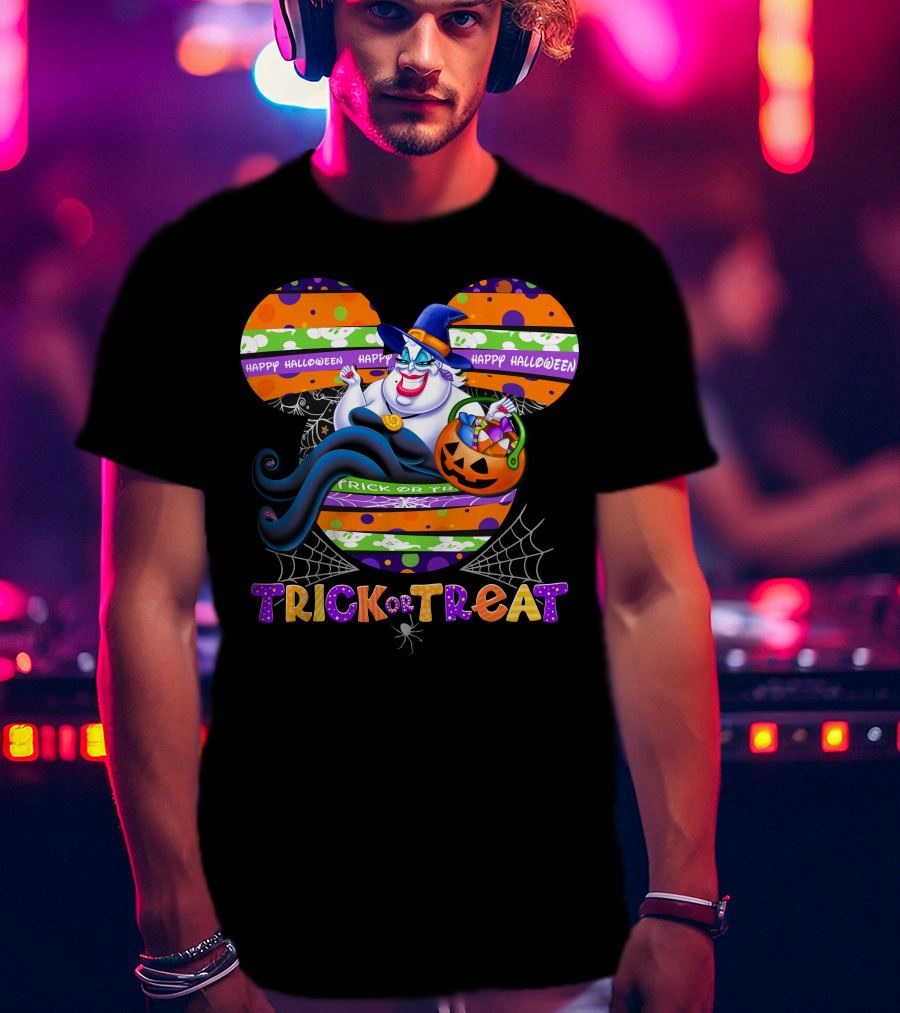 Ursula Halloween Trick Or Treat Mickey Pumpkin Happy Halloween T-Shirt