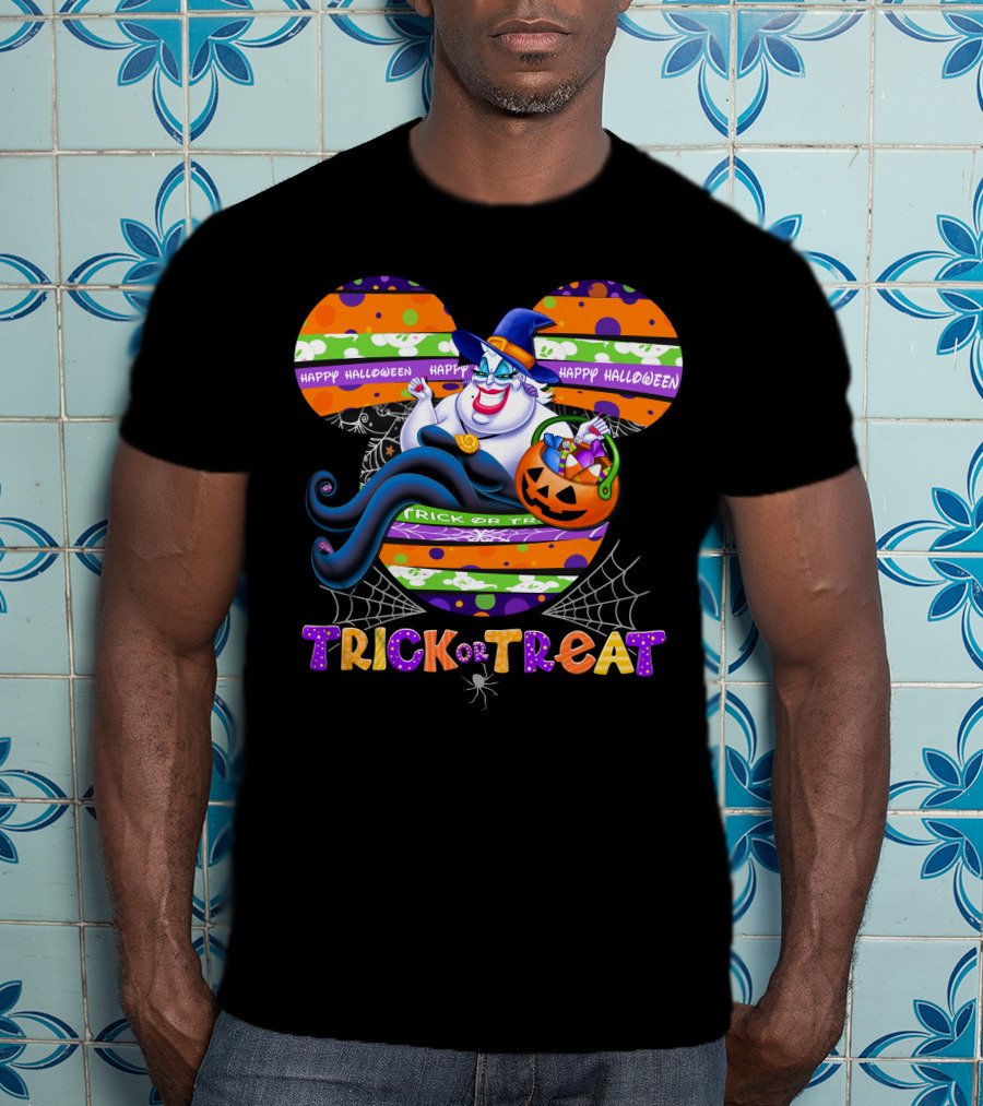 Ursula Halloween Trick Or Treat Mickey Pumpkin Happy Halloween T-Shirt