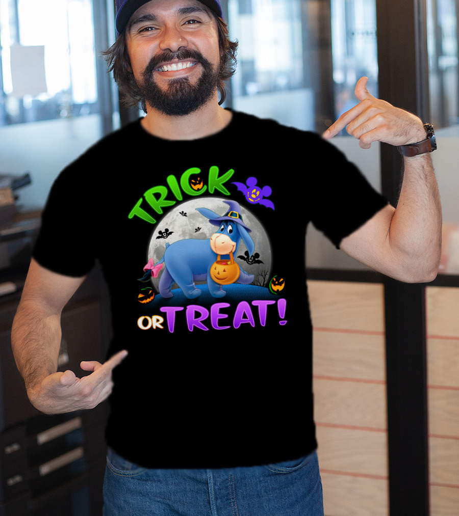 Eeyore Trick Or Treat Halloween Moon Bat Pumpkins T-Shirt