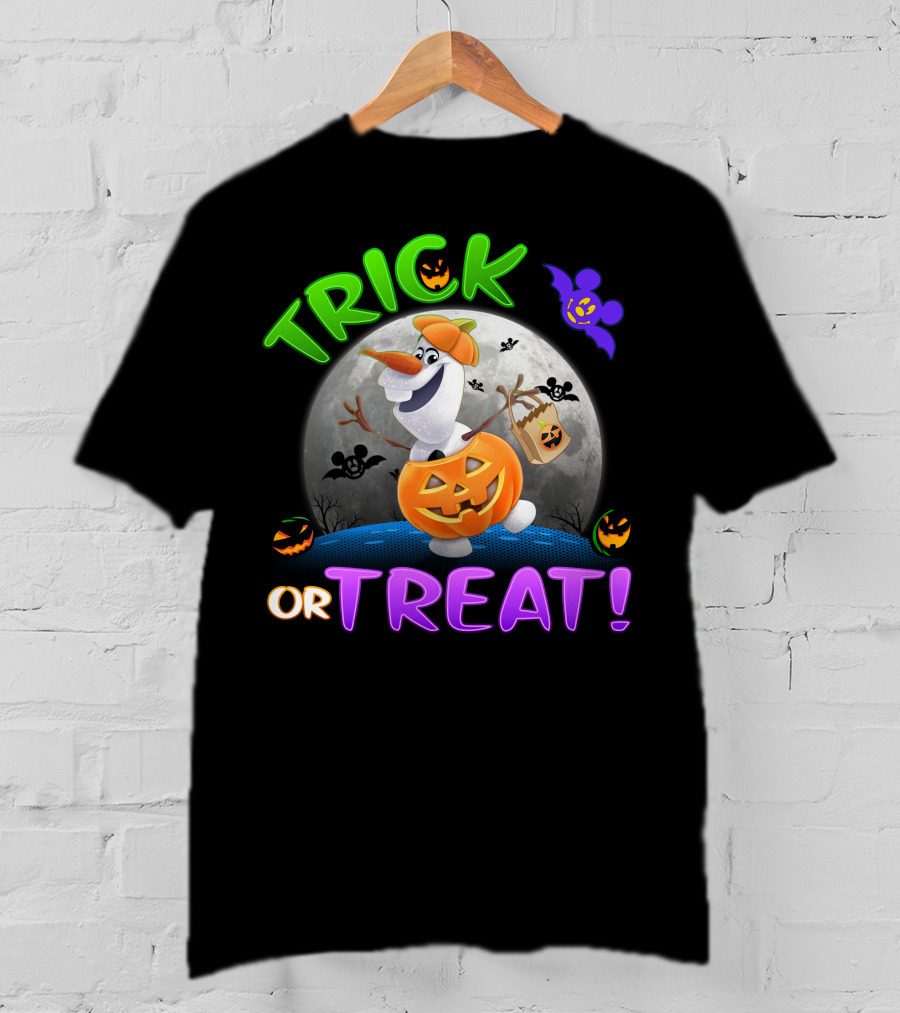 Trick Or Treat Halloween Olaf Pumpkin Moon T-Shirt