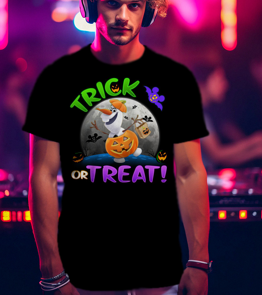 Trick Or Treat Halloween Olaf Pumpkin Moon T-Shirt