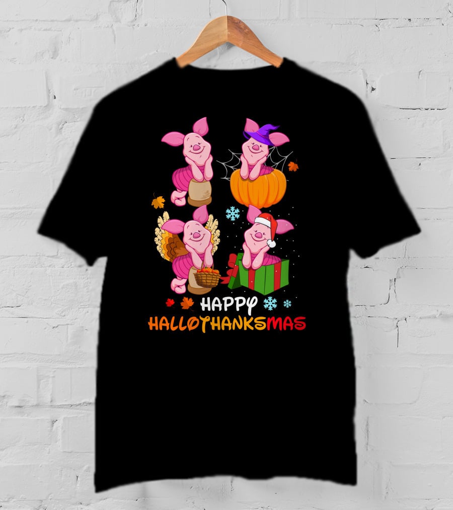 Happy Hallothanksmas Piglet Festive Seasons T-Shirt