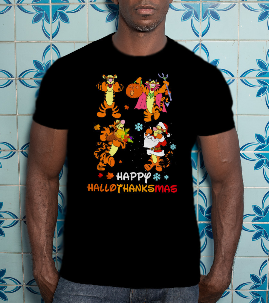 Happy Hallothanksmas Tigger Disney Holiday Crossover T-Shirt