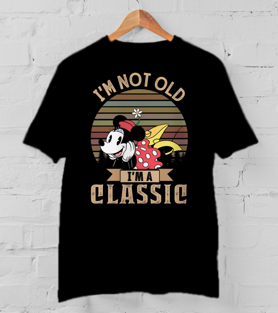 I'm Not Old I'm A Classic Minnie Mouse Retro Vintage Stripes T-Shirt