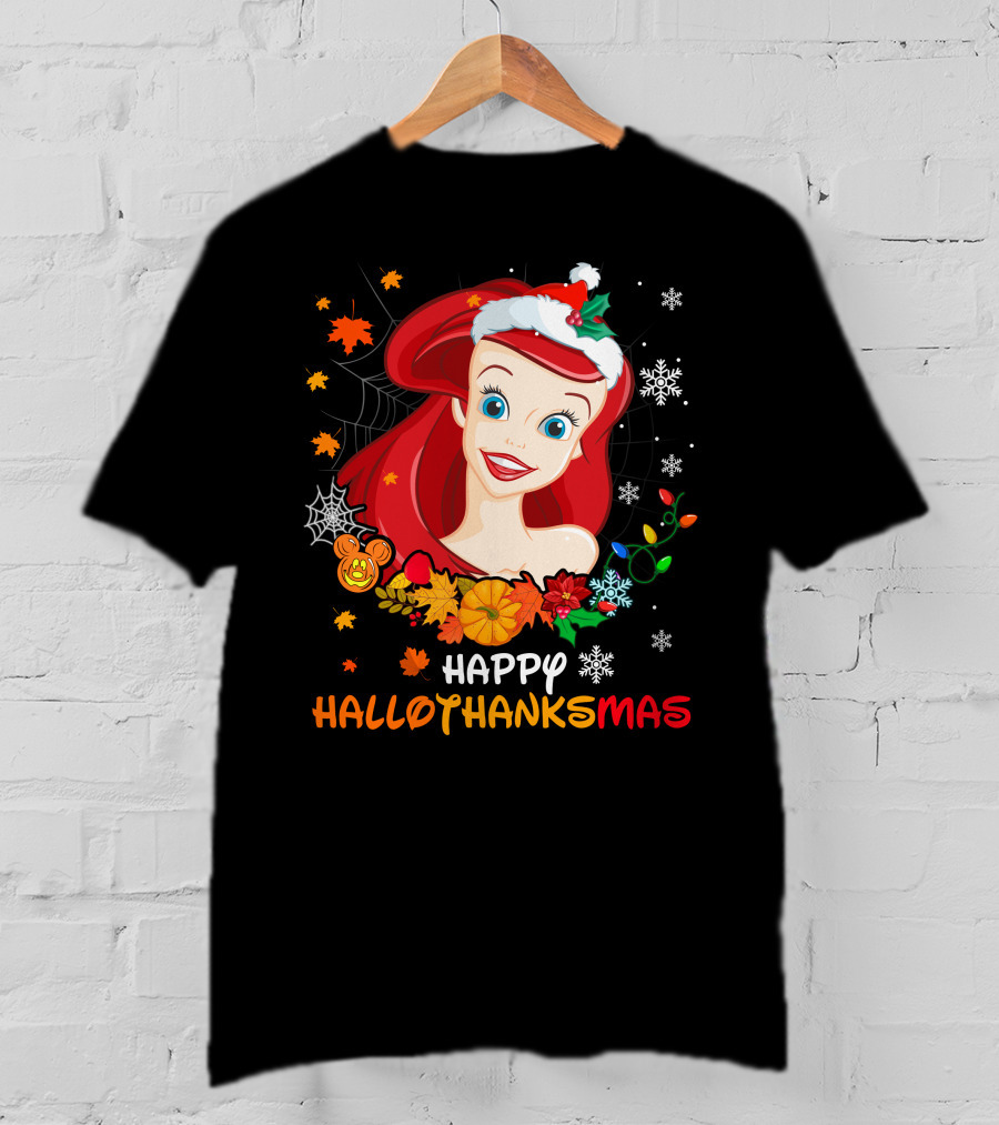 Happy Hallothanksmas Ariel Holiday Mashup T-Shirt