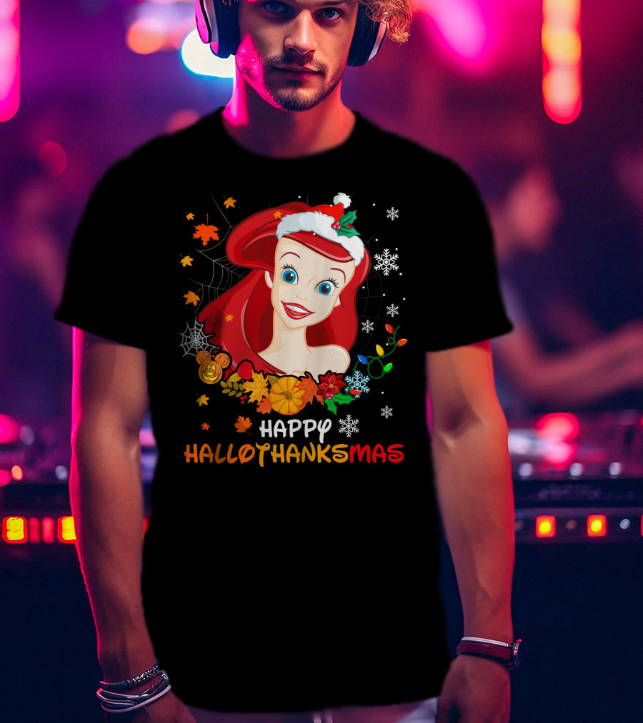 Happy Hallothanksmas Ariel Holiday Mashup T-Shirt