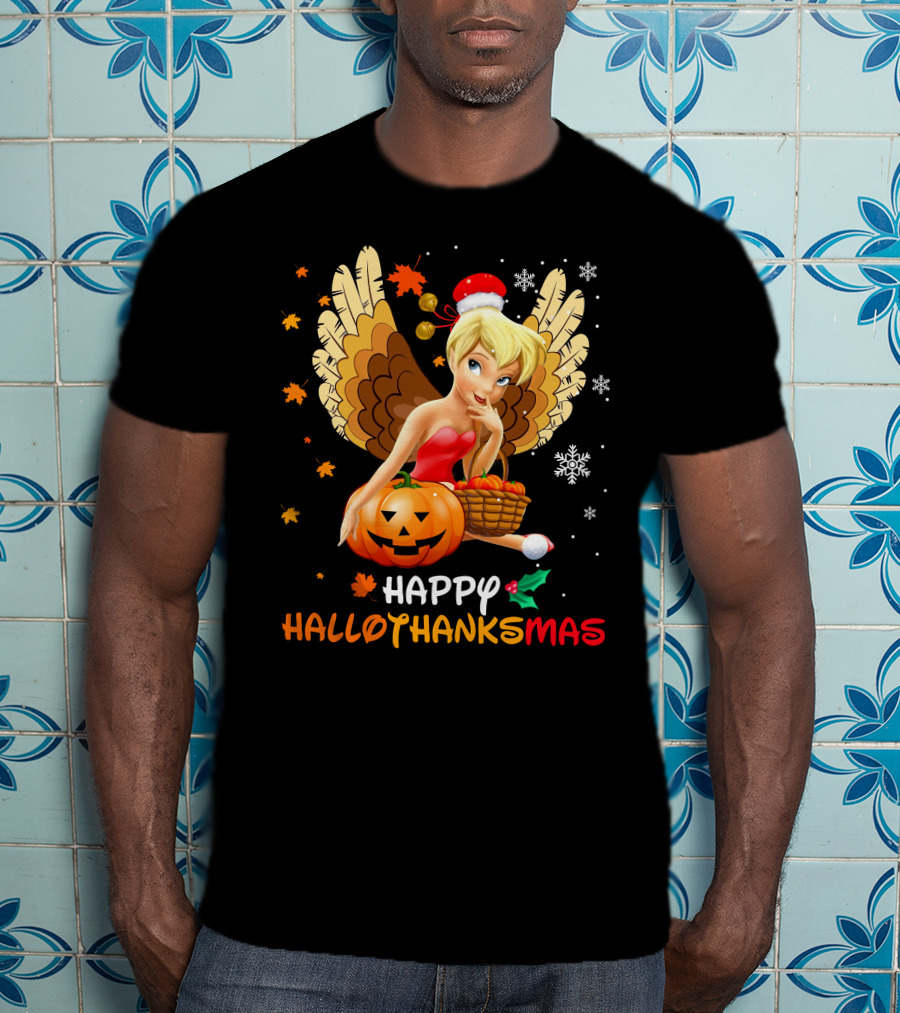 Hallowthanksmas Tinker Bell Halloween Thanksgiving Christmas T-Shirt