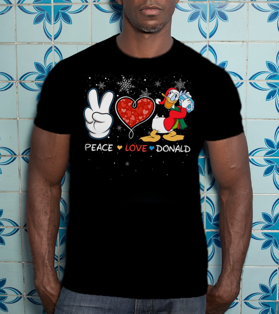 Peace Love Donald Duck Christmas Gift Snowflakes T-Shirt