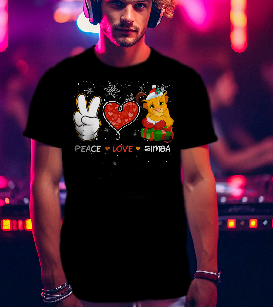 Peace Love Simba Christmas Gift Snowflakes T-Shirt