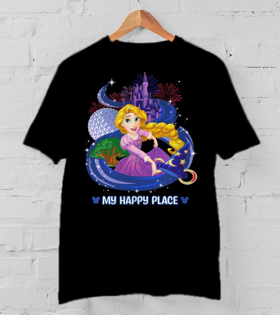 My Happy Place Rapunzel Disney Castle Fireworks T-Shirt