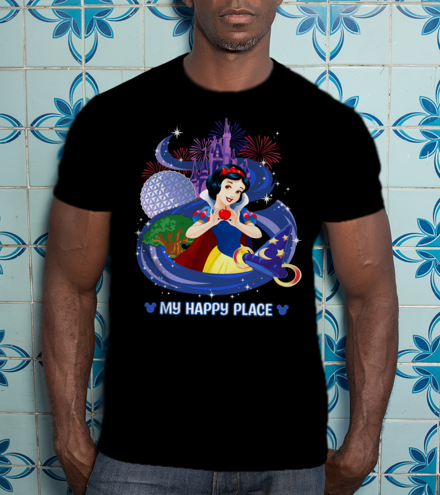 Snow White My Happy Place Disney Magic Kingdom Epcot Fireworks Sorcerer Hat T-Shirt