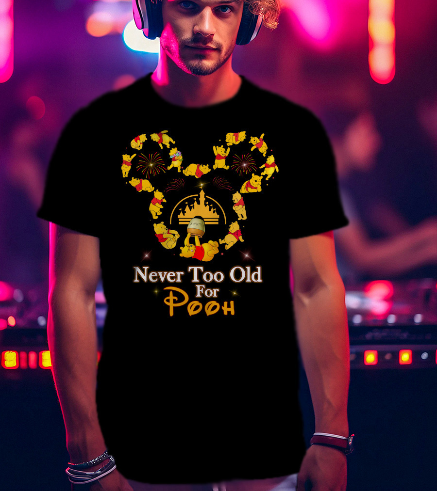 Never Too Old For Pooh Disney Castle Fireworks Celebration T-Shirt
