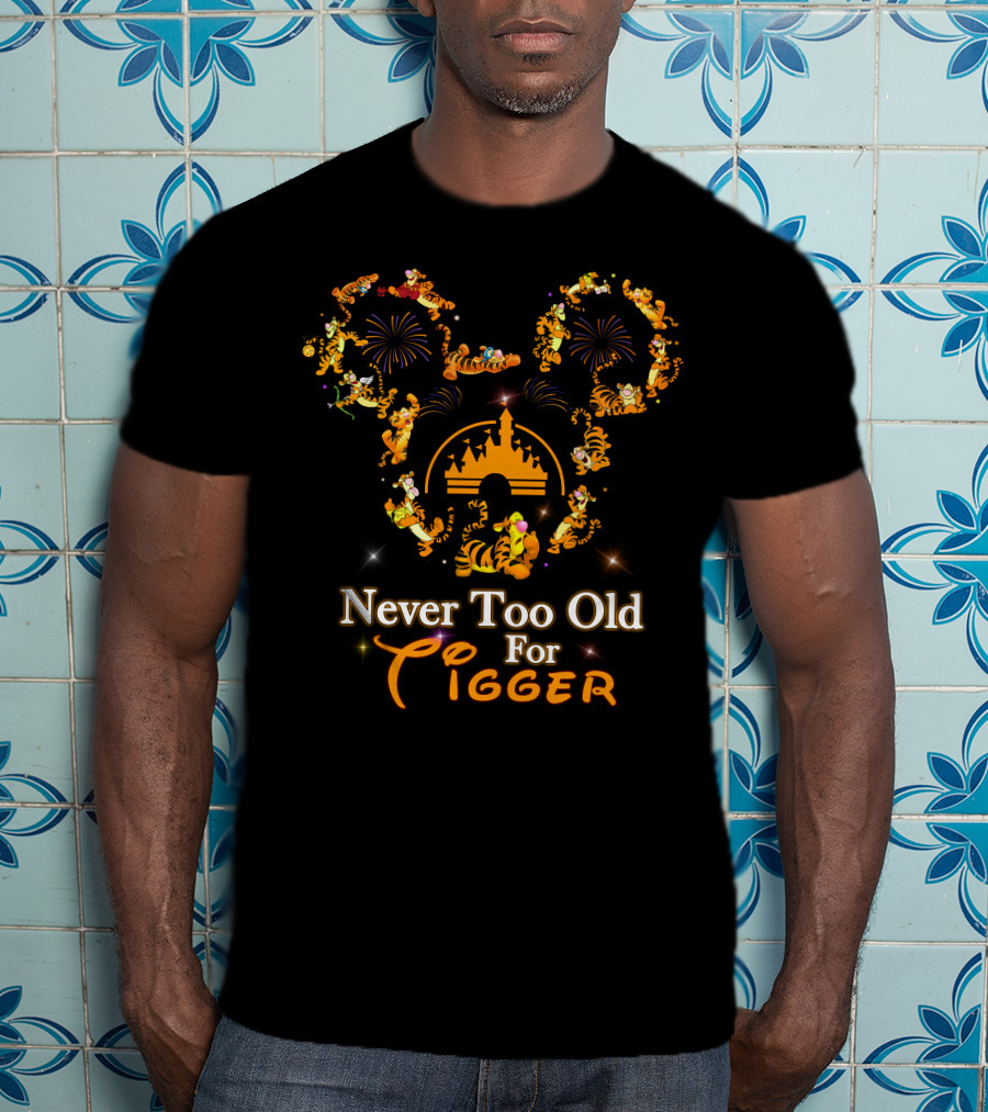 Never Too Old For Tigger Disney Fireworks Castle Mickey Head T-Shirt