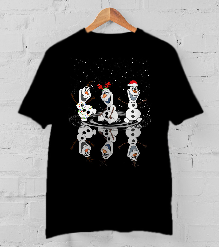 Olaf Reflections Festive Christmas Trio With Lights And Santa Hat T-Shirt