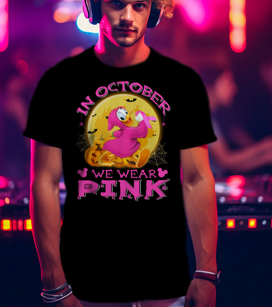 In October We Wear Pink Donald Duck Halloween T-Shirt