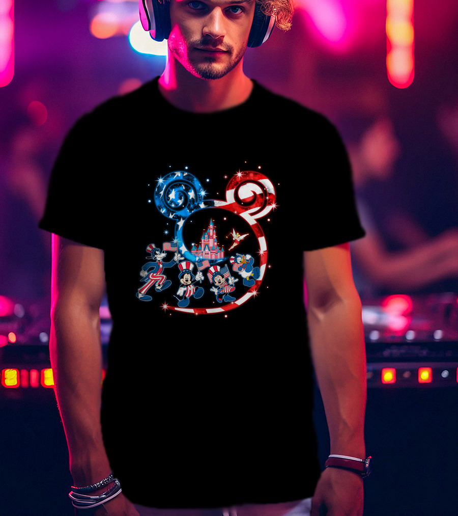 Mickey Mouse Patriotic Bling Donald Duck Goofy 4Th Of July Celebration T-Shirt