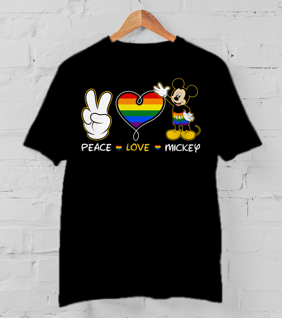 PEACE LOVE MICKEY Rainbow Pride T-Shirt