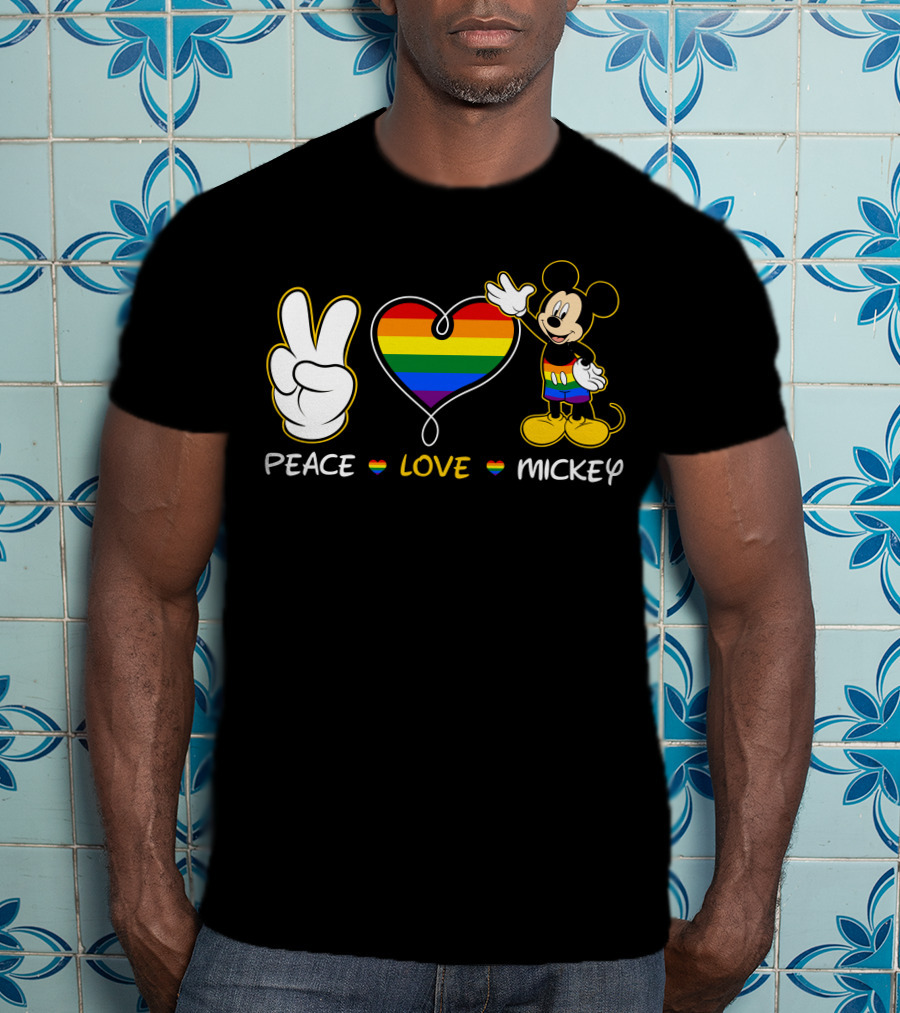 PEACE LOVE MICKEY Rainbow Pride T-Shirt