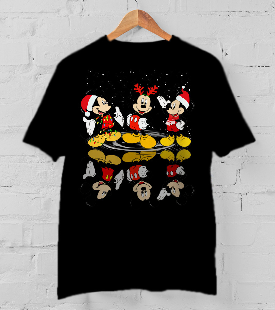 Mickey Mouse Christmas Santa Outfit Reflections T-Shirt