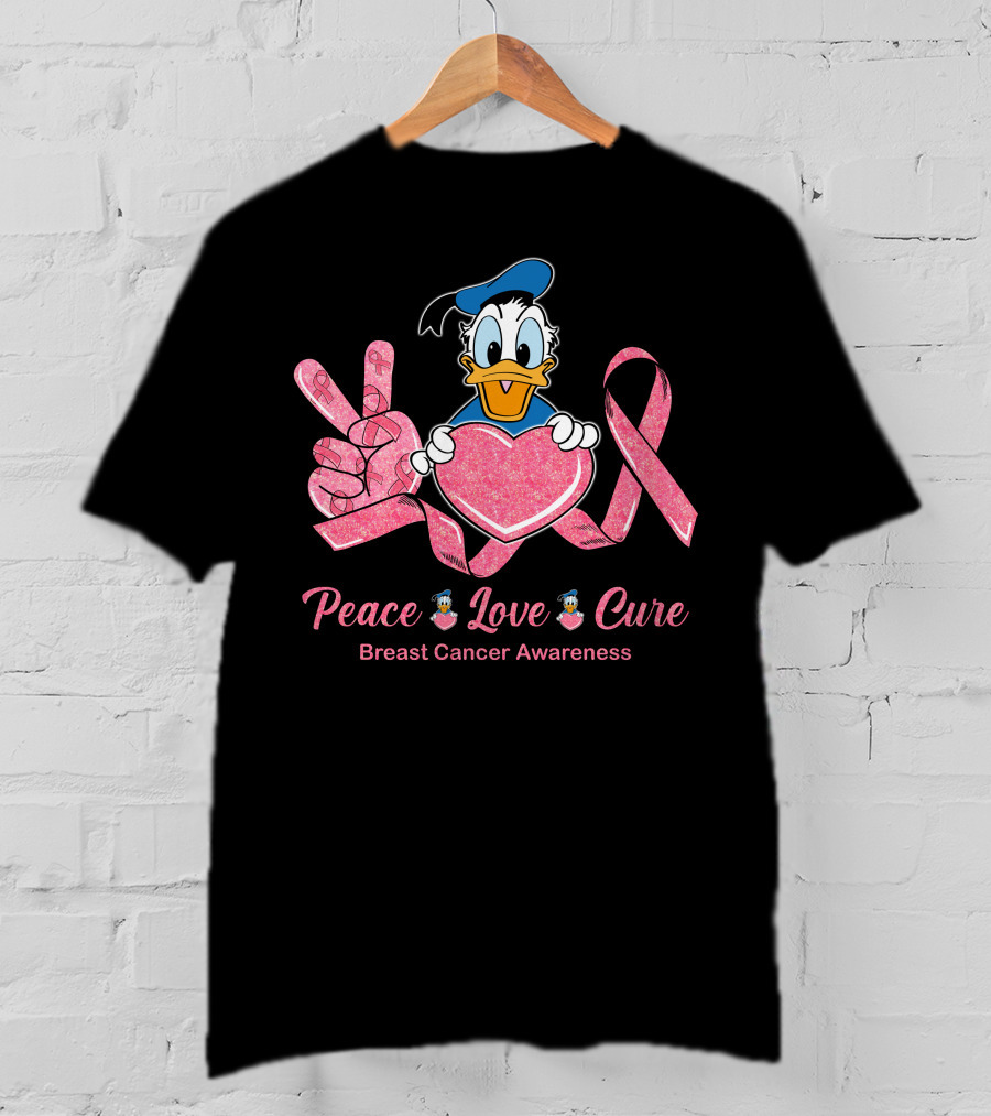 Peace Love Cure Donald Breast Cancer Awareness T-Shirt