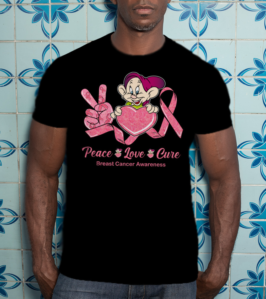 Peace Love Cure Dopey Breast Cancer Awareness T-Shirt