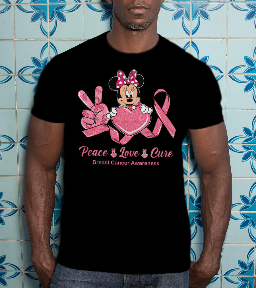 Peace Love Cure Minnie Breast Cancer Awareness T-Shirt