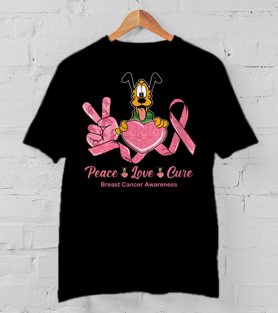Peace Love Cure Breast Cancer Awareness T-Shirt