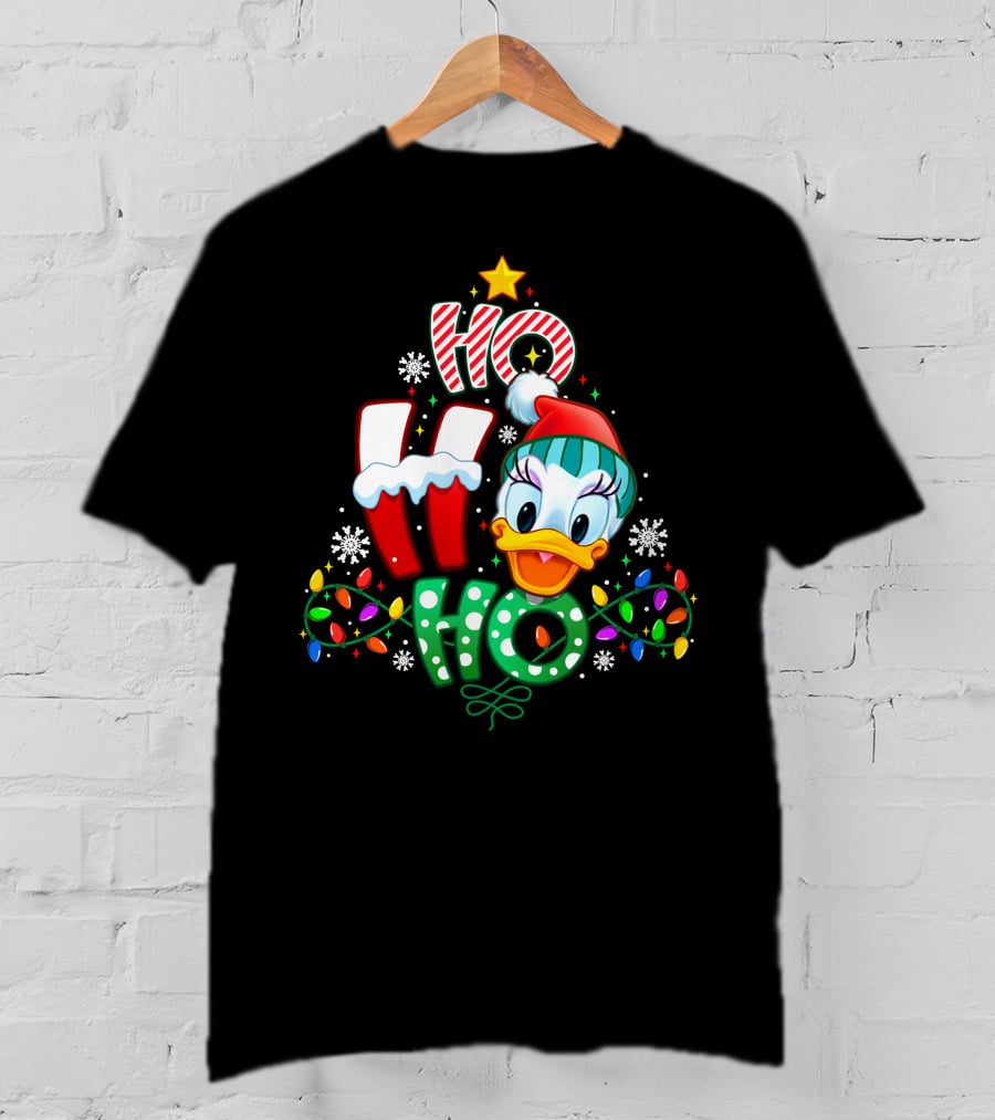 Ho Ho Ho Daisy Duck Christmas Lights And Snowflakes T-Shirt
