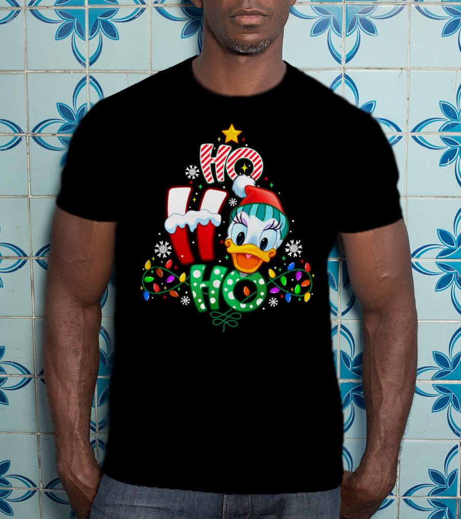 Ho Ho Ho Daisy Duck Christmas Lights And Snowflakes T-Shirt