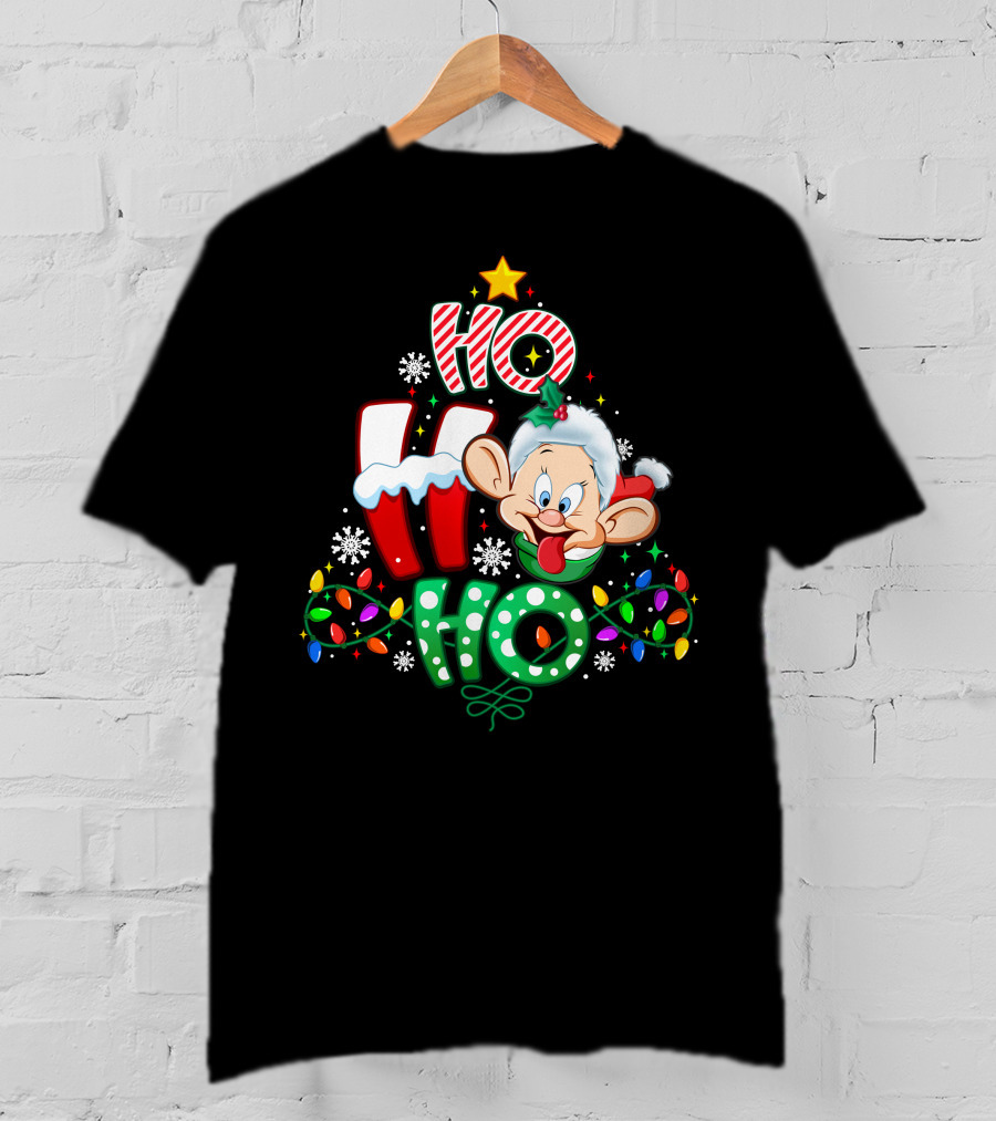 Dopey Ho Ho Ho Christmas Lights Snowflakes Holiday Cheer T-Shirt