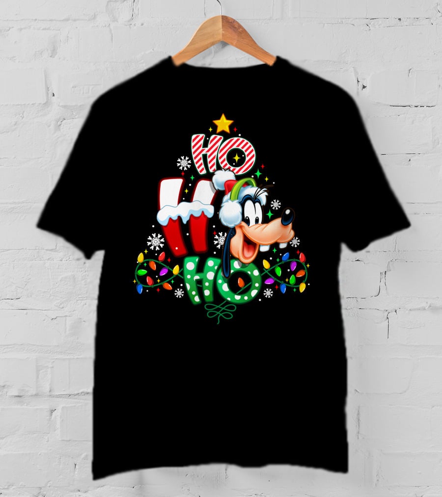 Goofy Ho Ho Ho Christmas Lights Holiday T-Shirt